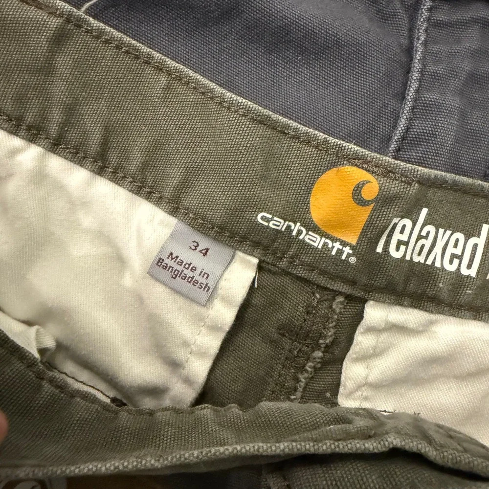 Lot of 3 Carhartt Relaxed Fit Cargo Shorts Mens 34 Blue Green Tan Ripstop Force